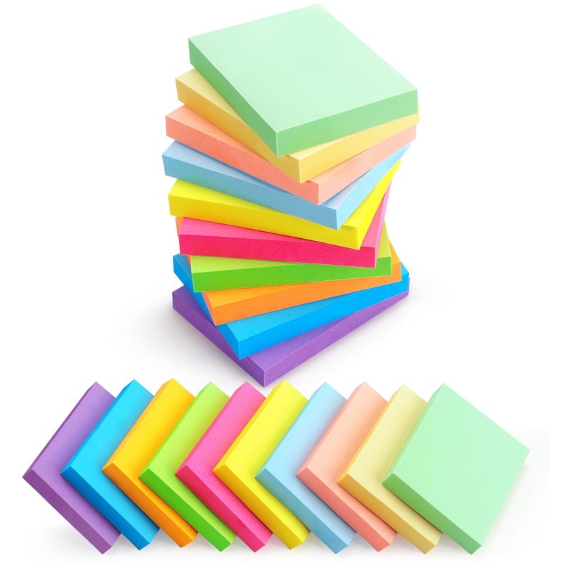 Eastern Wolf Sticky Notes 1.5x2 Self-Stick Notes 10 Bright Multi Colors Sticky Notes 20 Pads 100 Sheet/Pad - Image 1